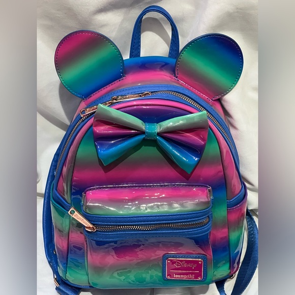 Loungefly/Disney Minnie Mouse multi color stripped mini backpack - Picture 5 of 12